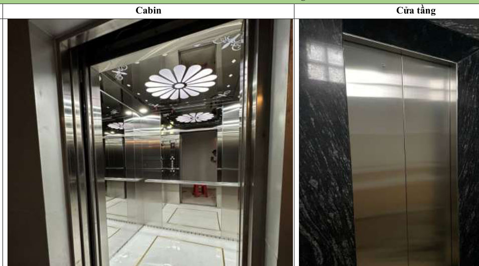 Cabin inox sọc nhuyễn xen kẽ inox gương, cửa tầng inox sọc nhuyễn